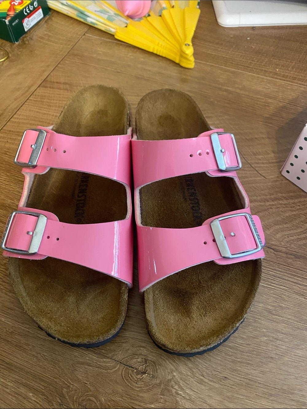 Birkenstock Kids Pink Patent Two-Buckle Sandals
